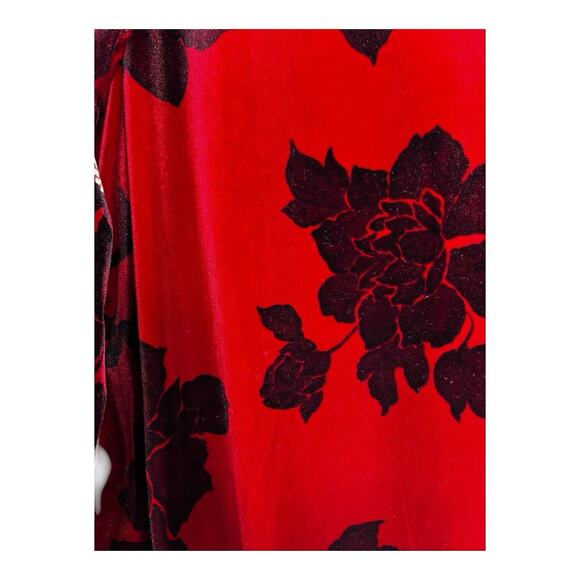 Red Black Velvet Floral Bohemian Hippie Chic Top Shirt Size 3X Newport News READ - Picture 6 of 8